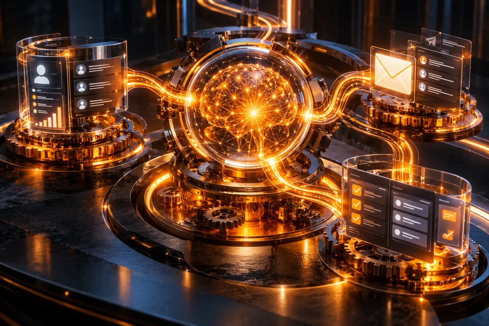 Moteur d’automatisation reliant données clients, courriels et tâches