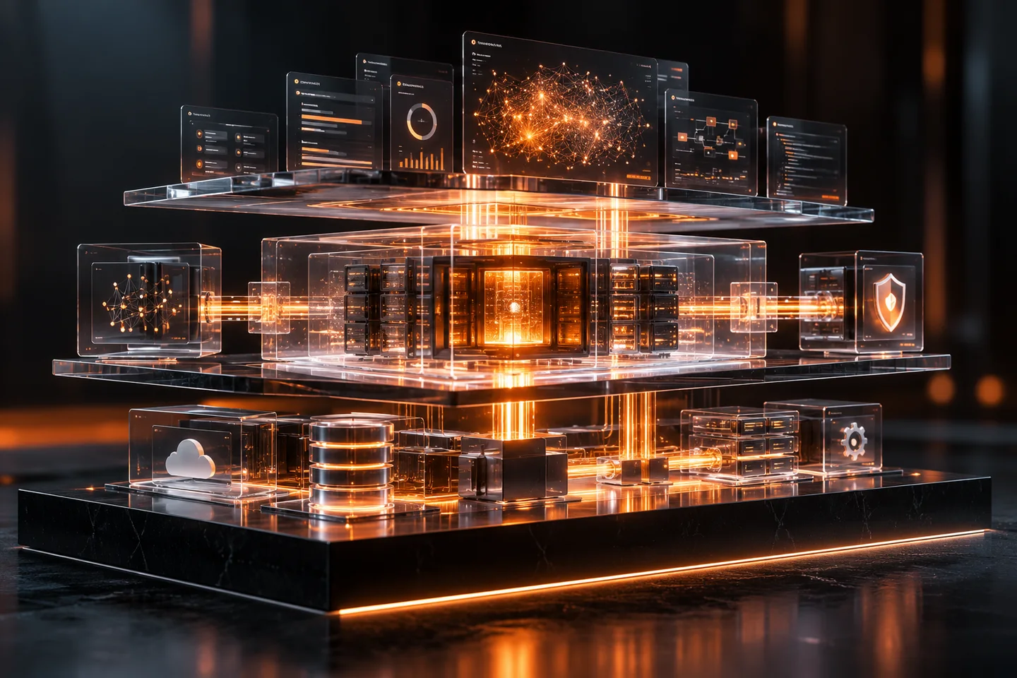 Architecture logicielle en couches autour d’un noyau de données sécurisé