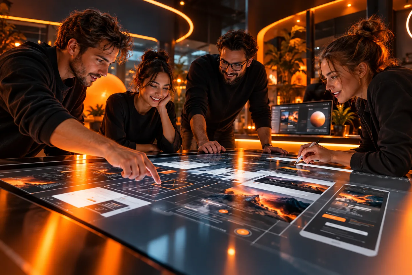 Équipe examinant les maquettes et le design d’un site web