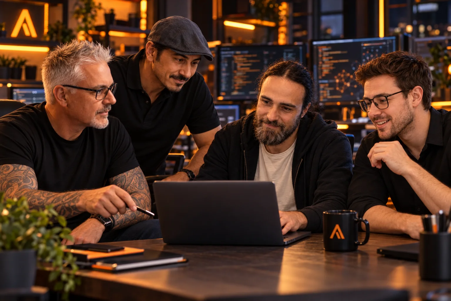 Équipe travaillant sur une architecture de plateforme web