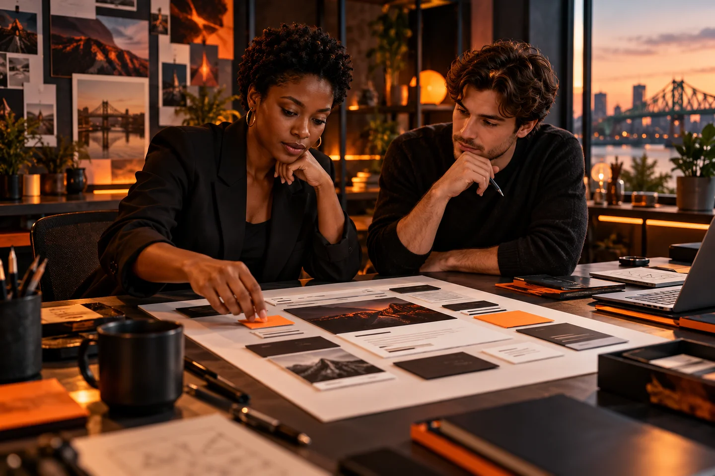 Deux spécialistes préparent la structure et le design d’un site web