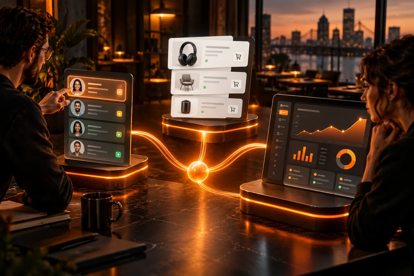Un tableau de bord relie les outils de vente, les commandes et la gestion client