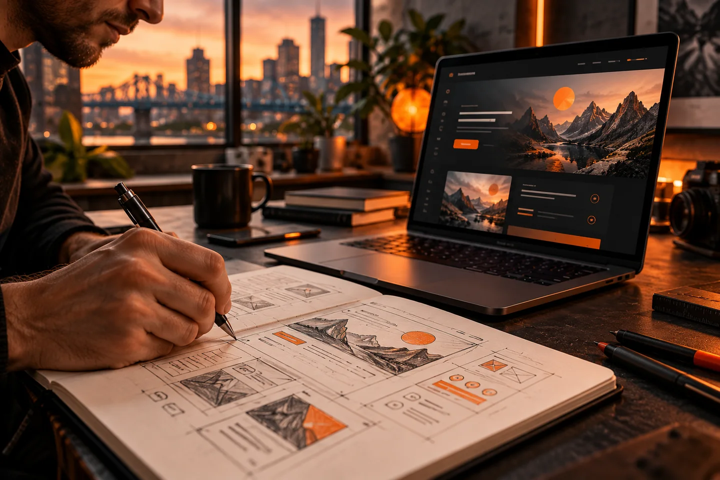 Une interface sur mesure est dessinée à côté de sa version sur ordinateur