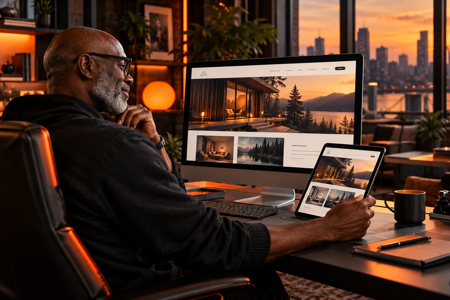Un développeur vérifie un site WordPress sur ordinateur et tablette