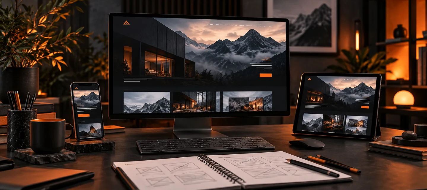 Un site web adapté à l’ordinateur, à la tablette et au téléphone dans un studio Arkhame