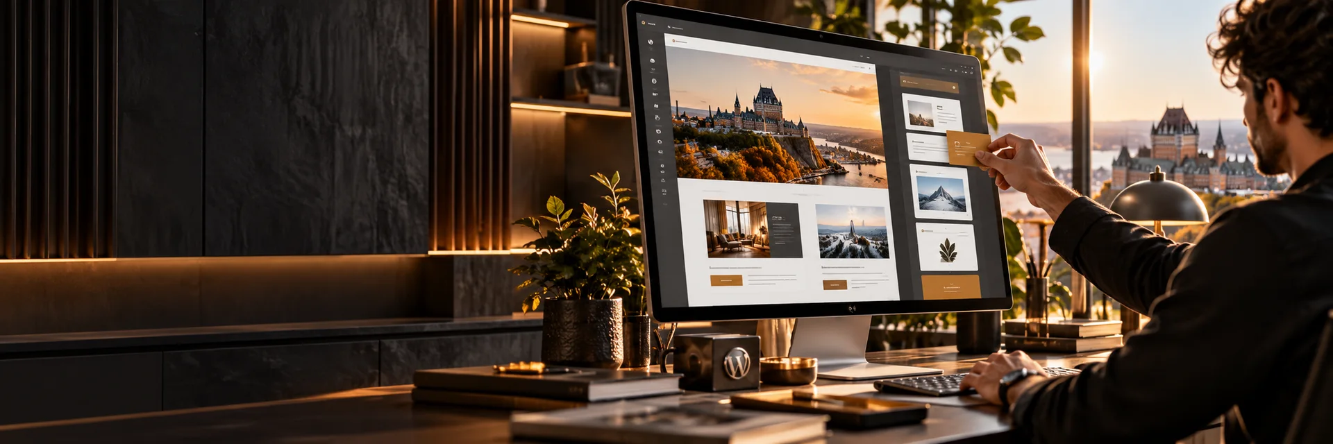 Conception d’un site WordPress à partir de modules dans un studio lumineux