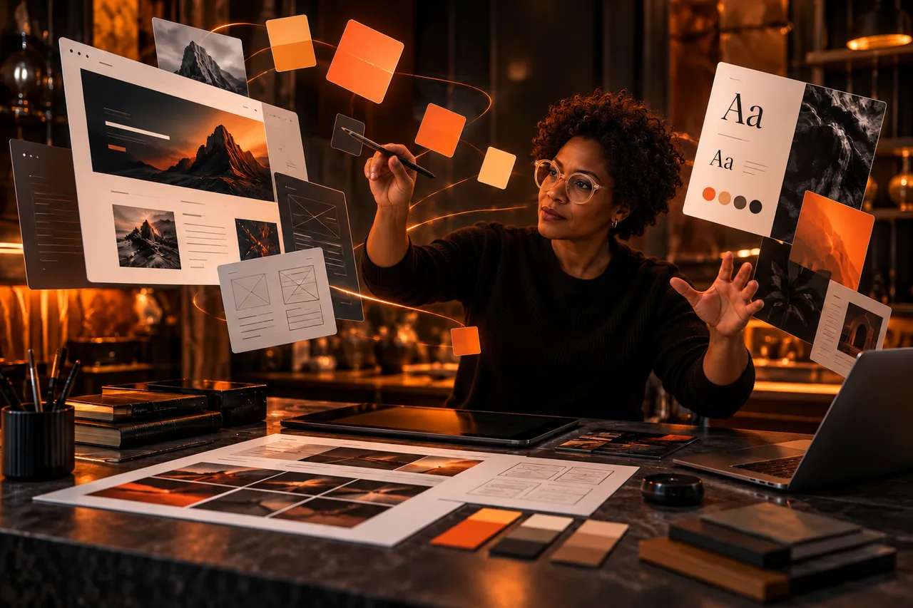 Une direction artistique organise couleurs, typographie et interfaces web.