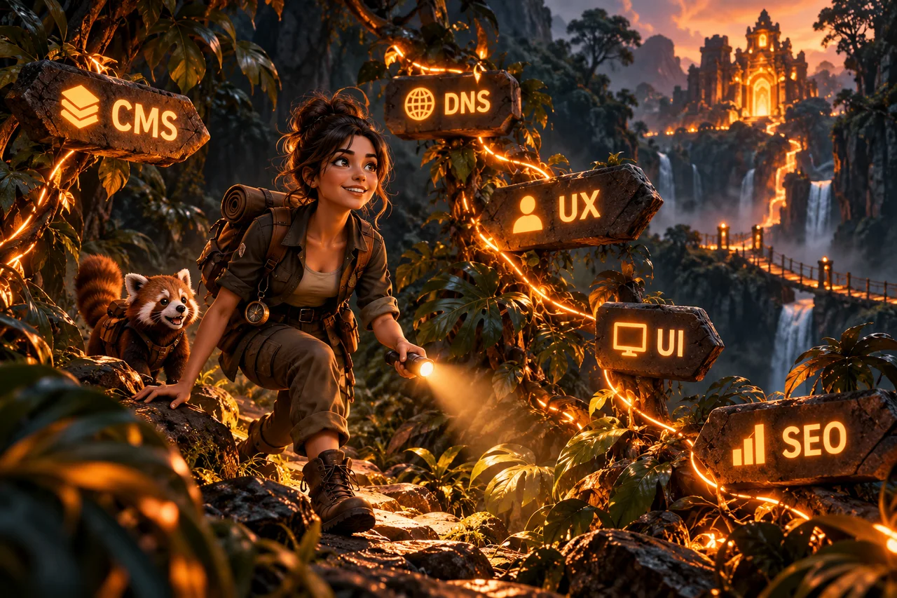 Une exploratrice traverse la jungle des acronymes du web.