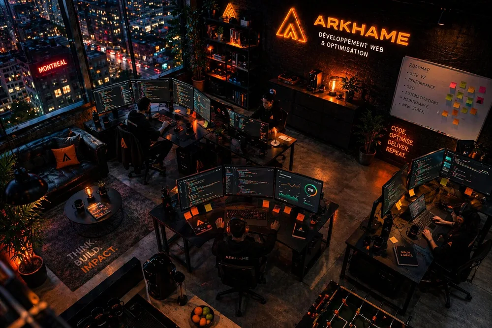 Illustration de l’univers créatif et technologique d’Arkhame pour un nouveau projet web